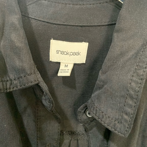 Sneak Peek Black Button Up Dress - Picture 3 of 6